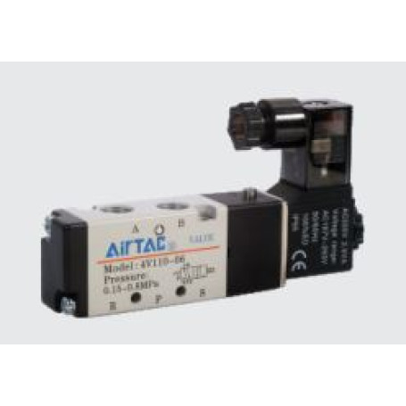 Válvula solenoide pneumática AIRTAC - 4V 5/2 atuação SOLENOIDE/MOLA